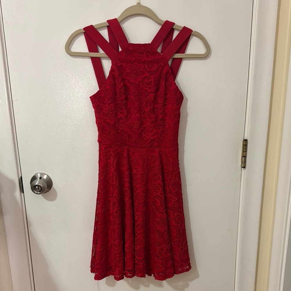 Elegant Red Lace Dress